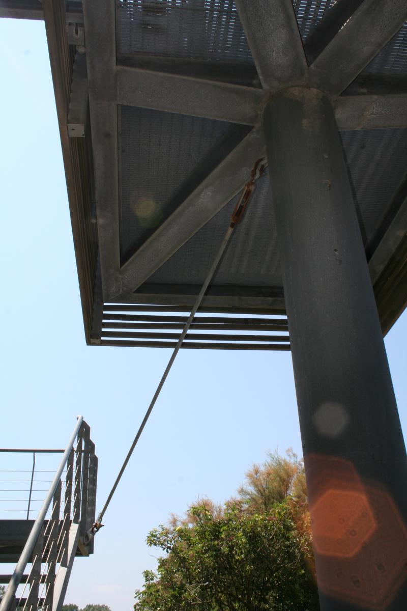 5. L'Airone Belvedere nel “Bosco dello Sguardo”. In evidenza la struttura in acciaio che regge una delle due torri.