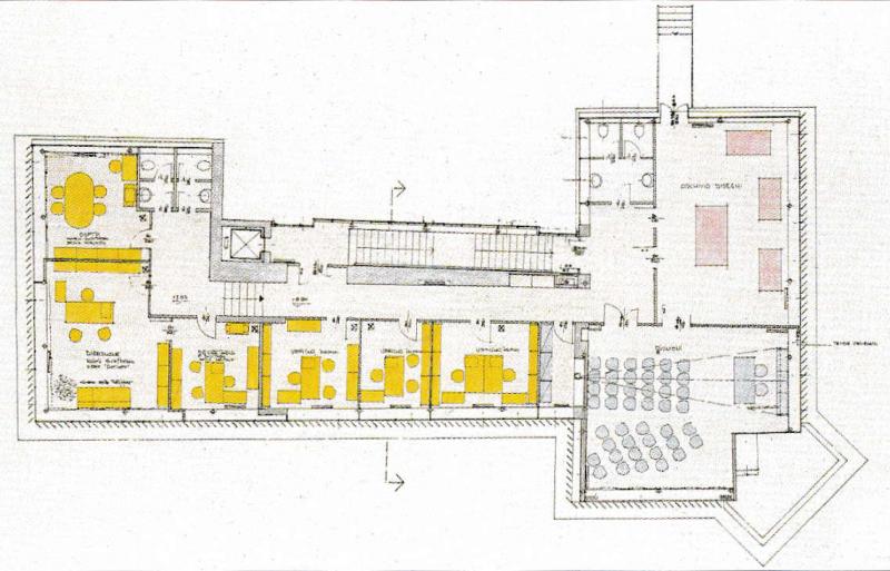 Piante del piano terreno per la ristrutturazione a sede dell'Archivio Storico del Gruppo Olivetti, 1987 