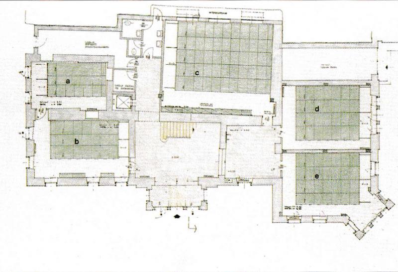 Pianta del piano secondo per la ristrutturazione a sede dell'Archivio Storico del Gruppo Olivetti, 1987 