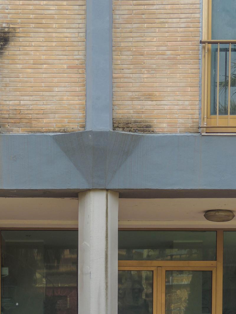 Palazzo INA, particolari della struttura in calcestruzzo armato