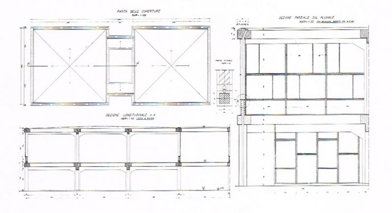 Pianta delle coperture e sezioni di particolare