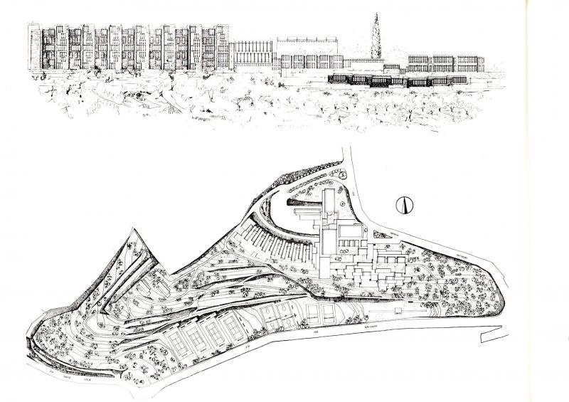 Disegno di progetto, planimetria e prospetto 