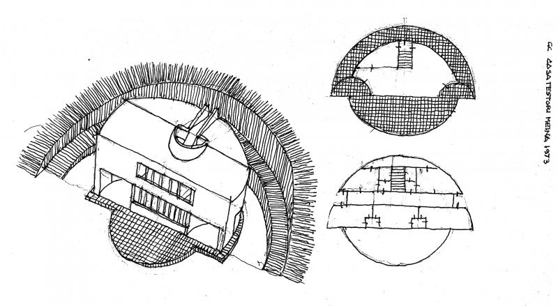 Guido Canella, Casa Testori a Meina, disegno di studio, 1973
