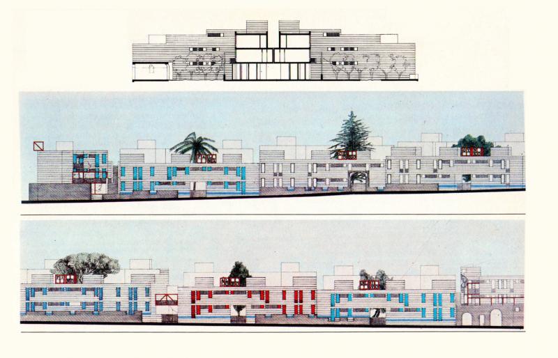 Sezione trasversale e prospetti nord e sud