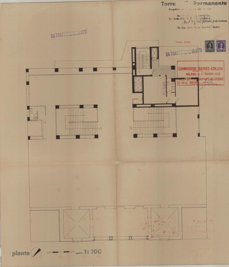 Pianta primo piano. Scala 1:100