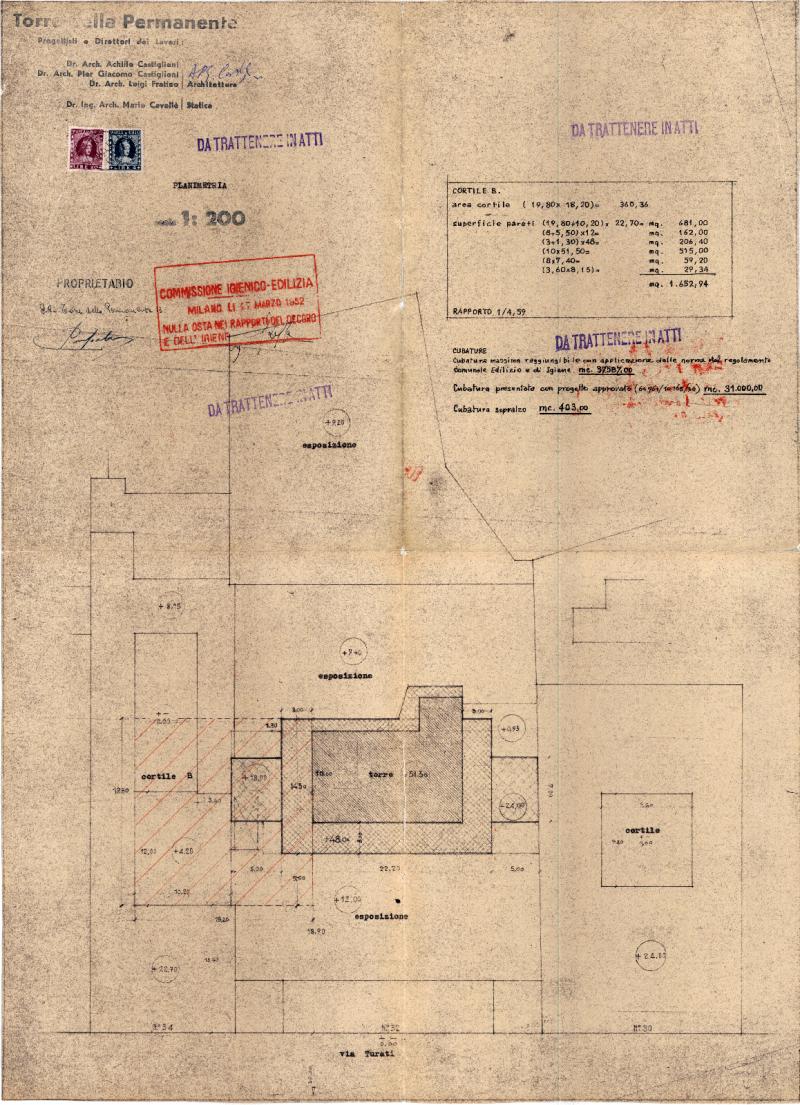 Planimetria con calcolo delle superfici e delle cubature. Scala 1:200