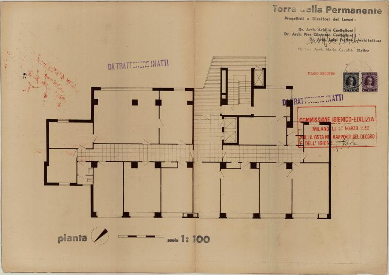 Pianta secondo piano. Scala 1:100