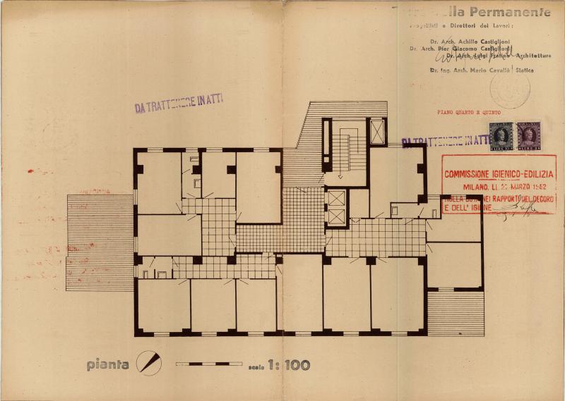 Pianta quarto e quinto piano. Scala 1:100