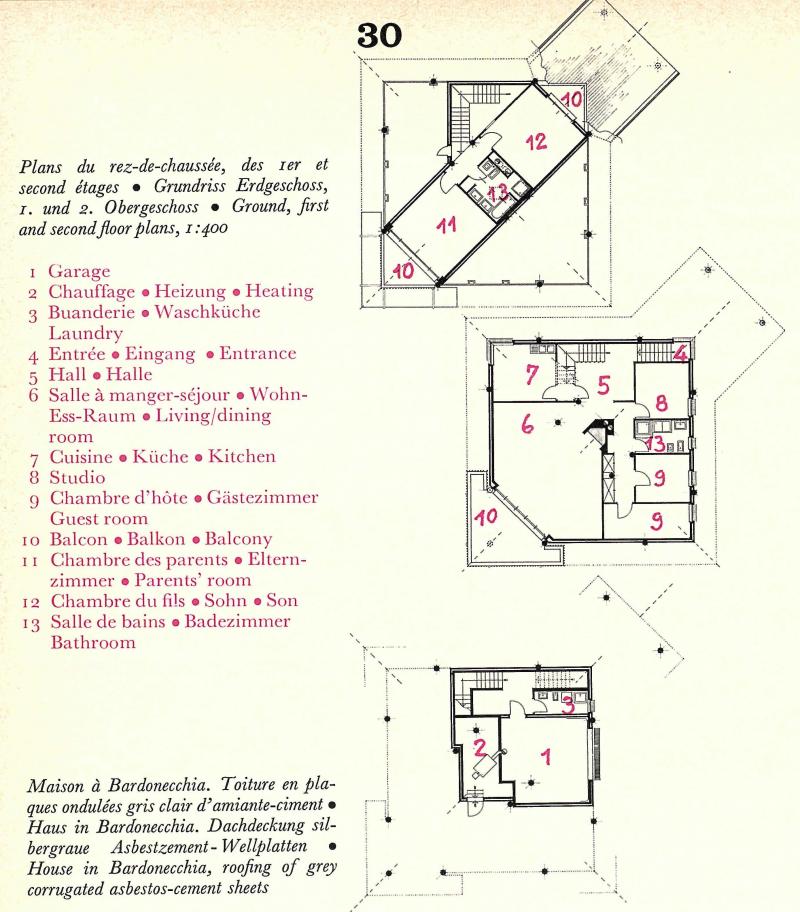 Piante del piano terreno, del piano primo e secondo