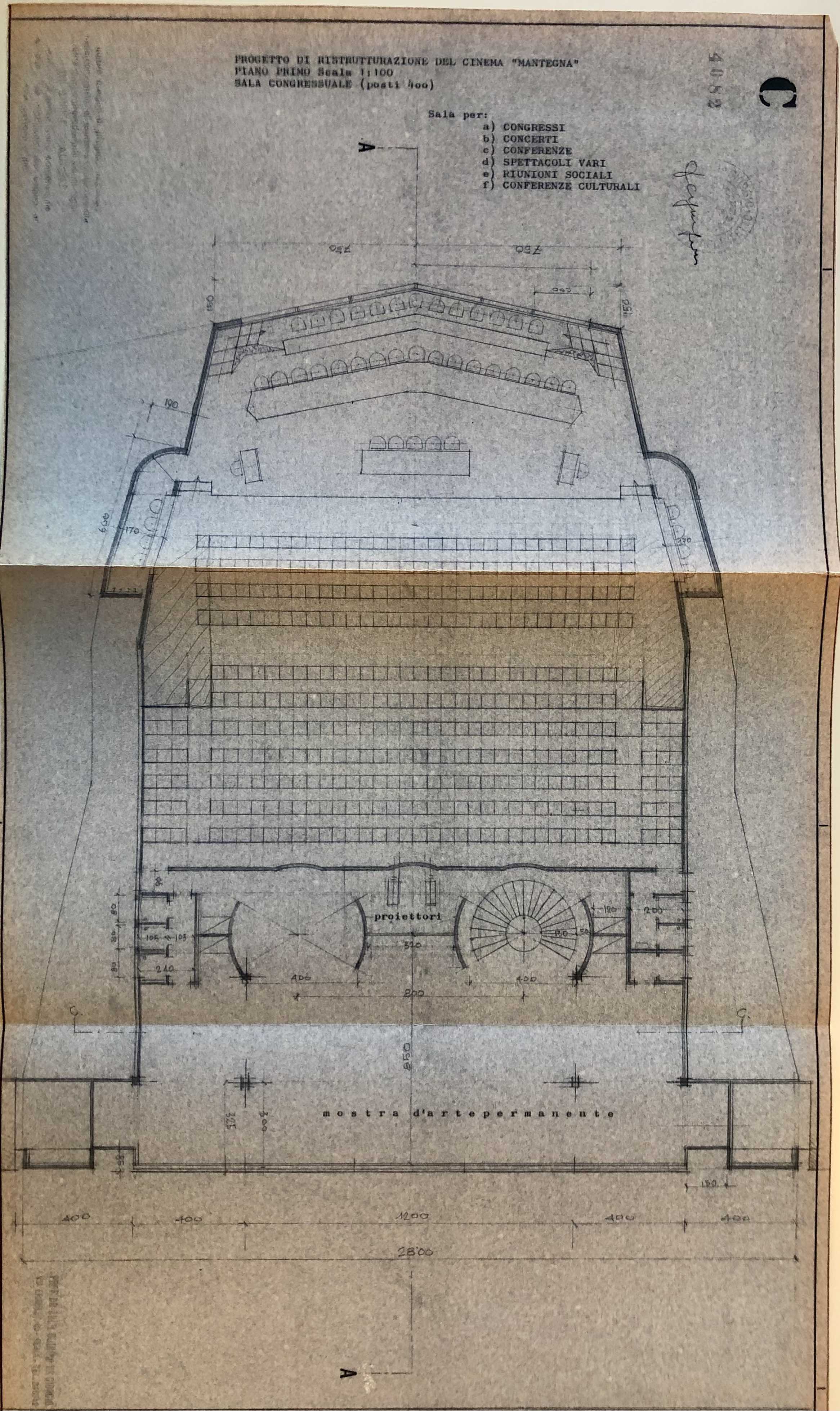 Pianta della sala cinematografica