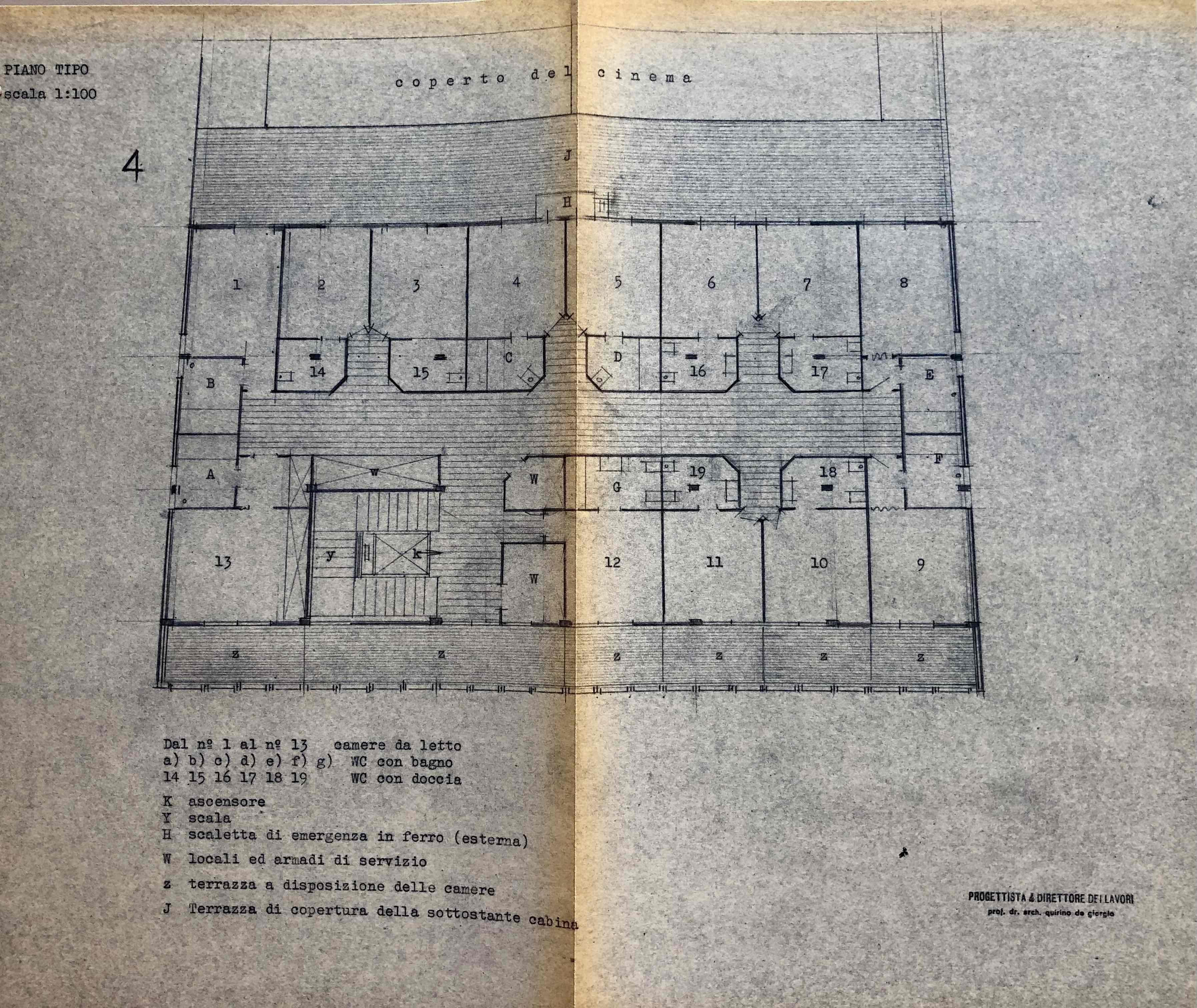 Pianta della porzione alberghiera