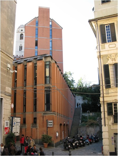 Prospetto est, rapporto con il costruito  