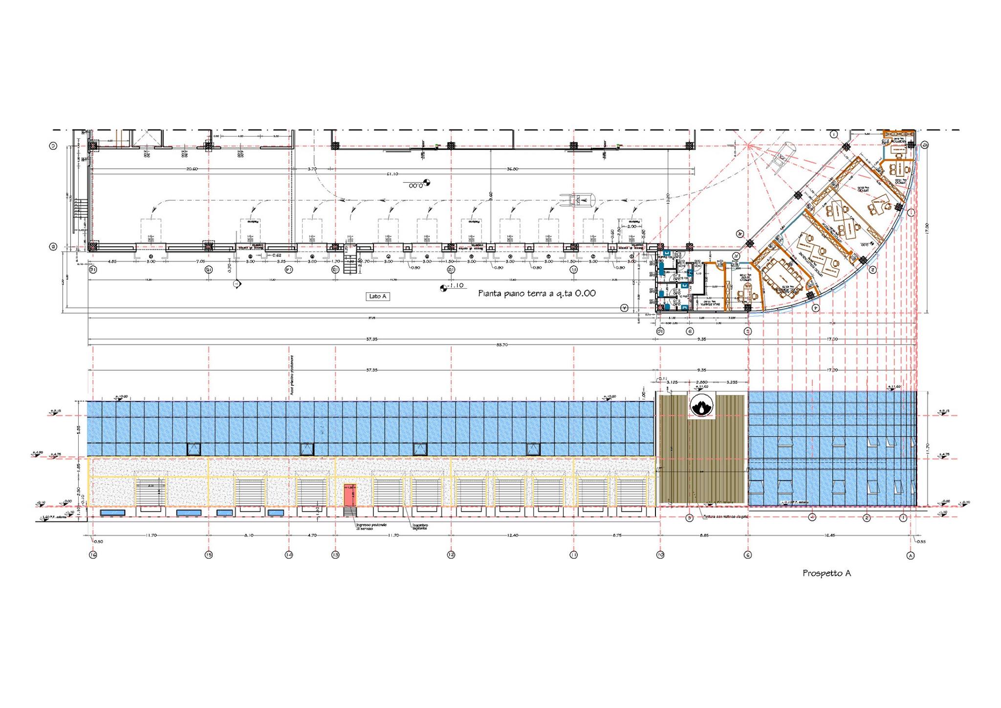 pianta e prospetto nord-est
