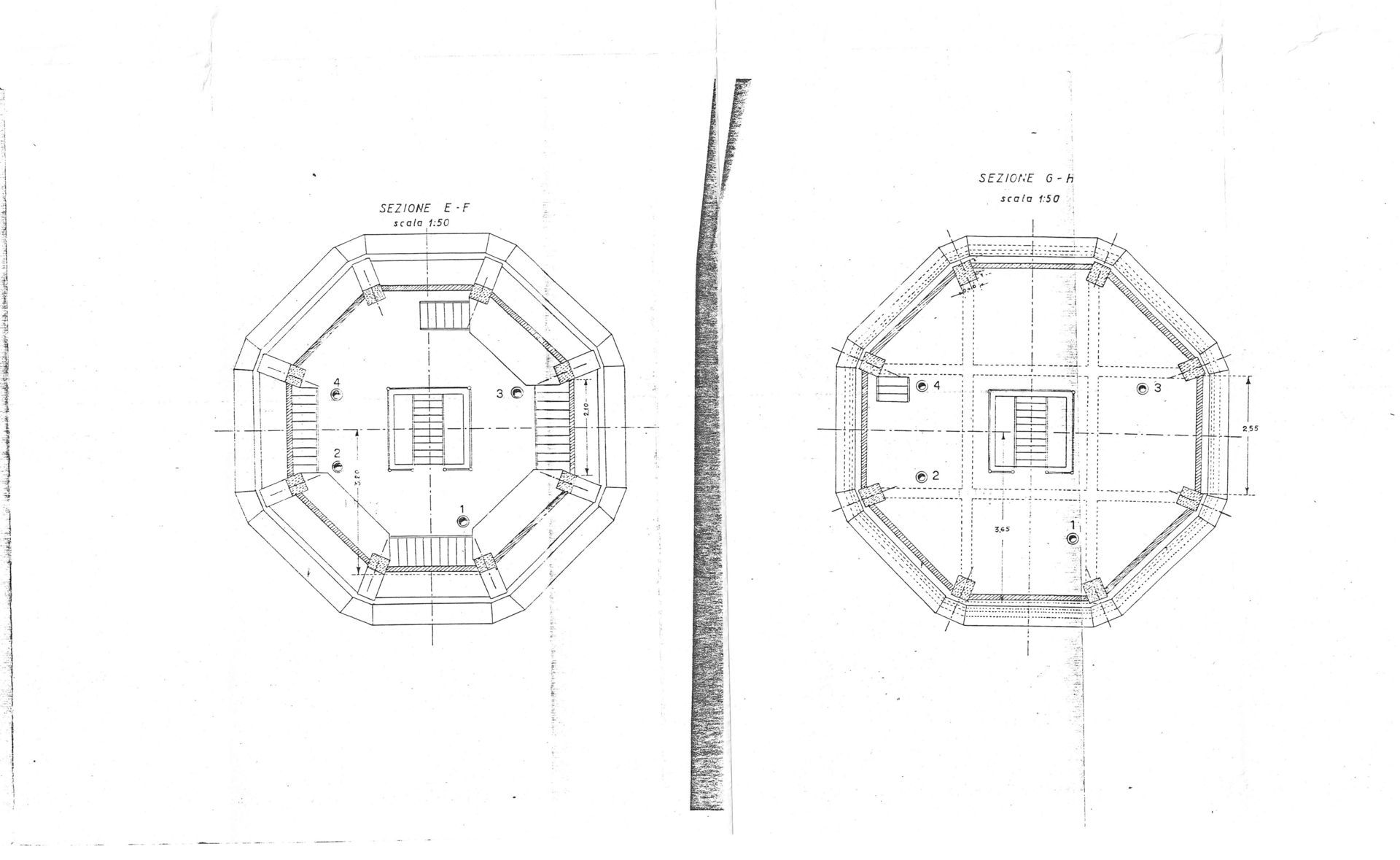 serbatoio - sezione E-F e sezione G-H
