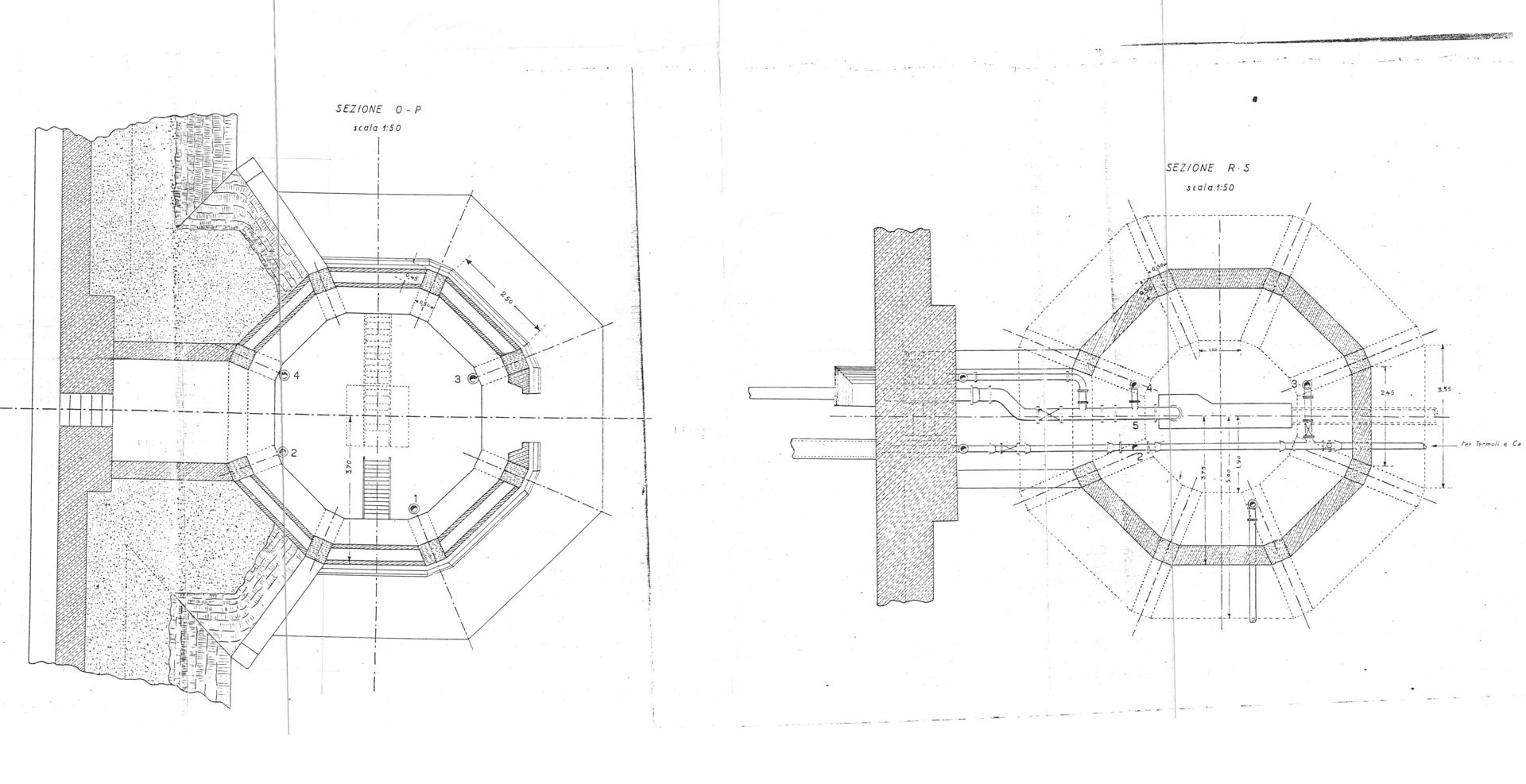 serbatoio - sezione O-P e sezione R-S