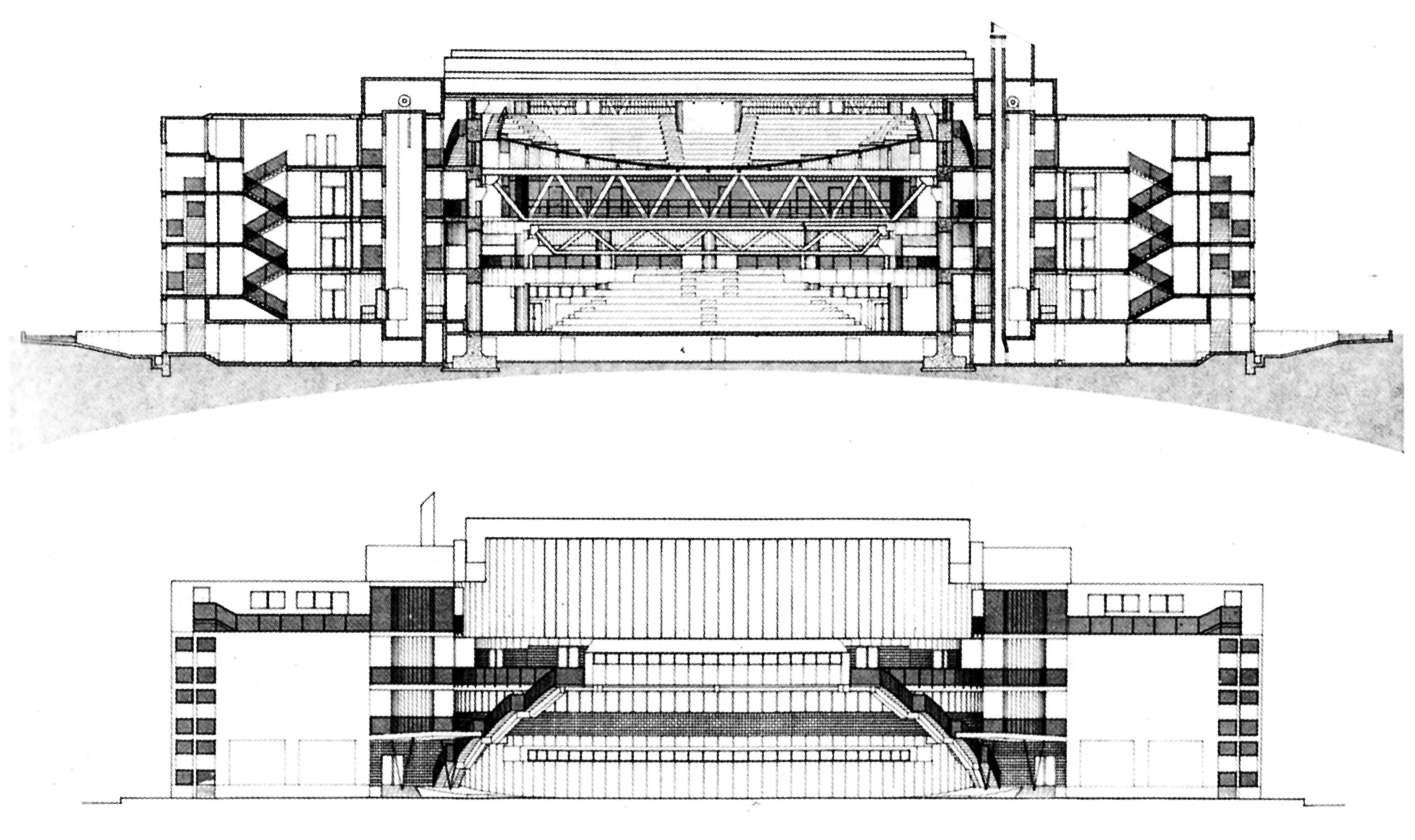 Sezione longitudinale, fronte sud est