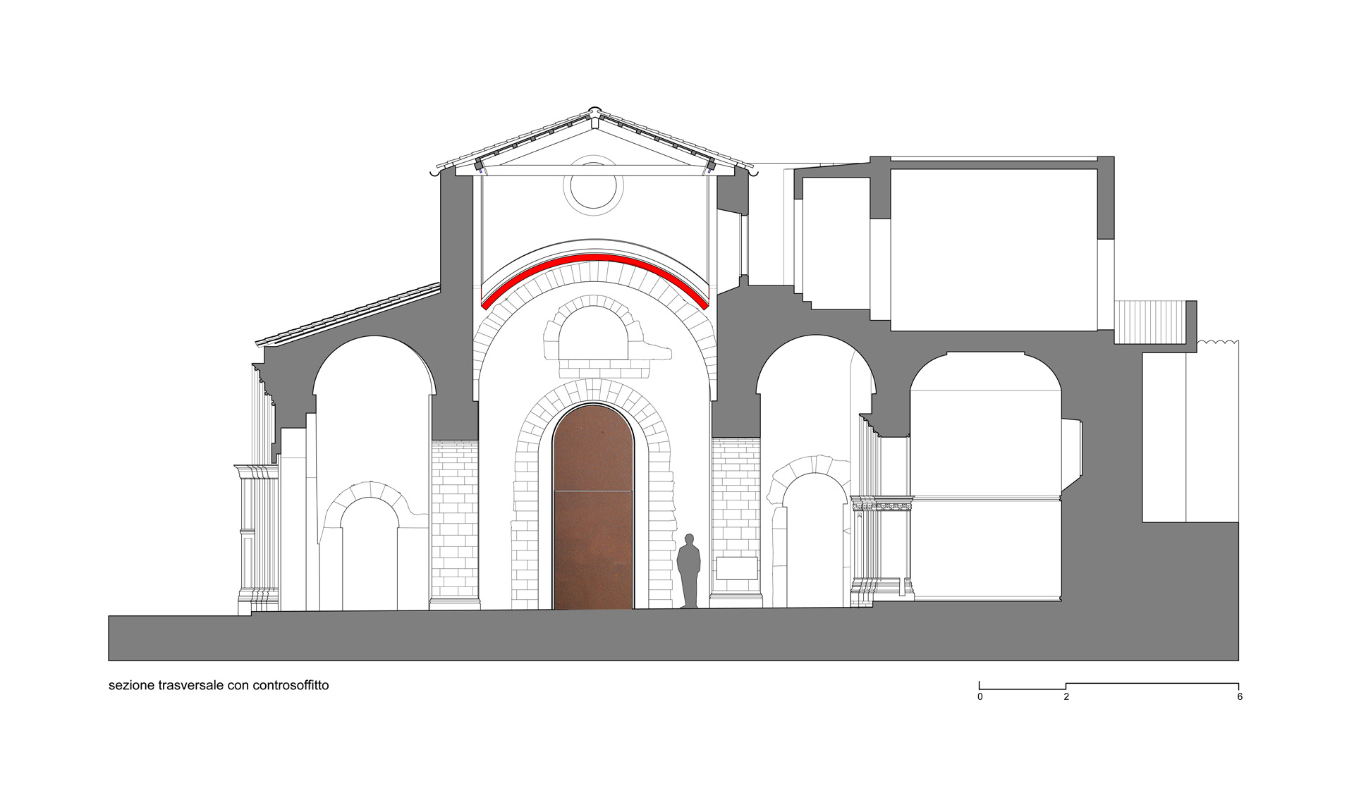 Sezione trasversale con il controsoffitto