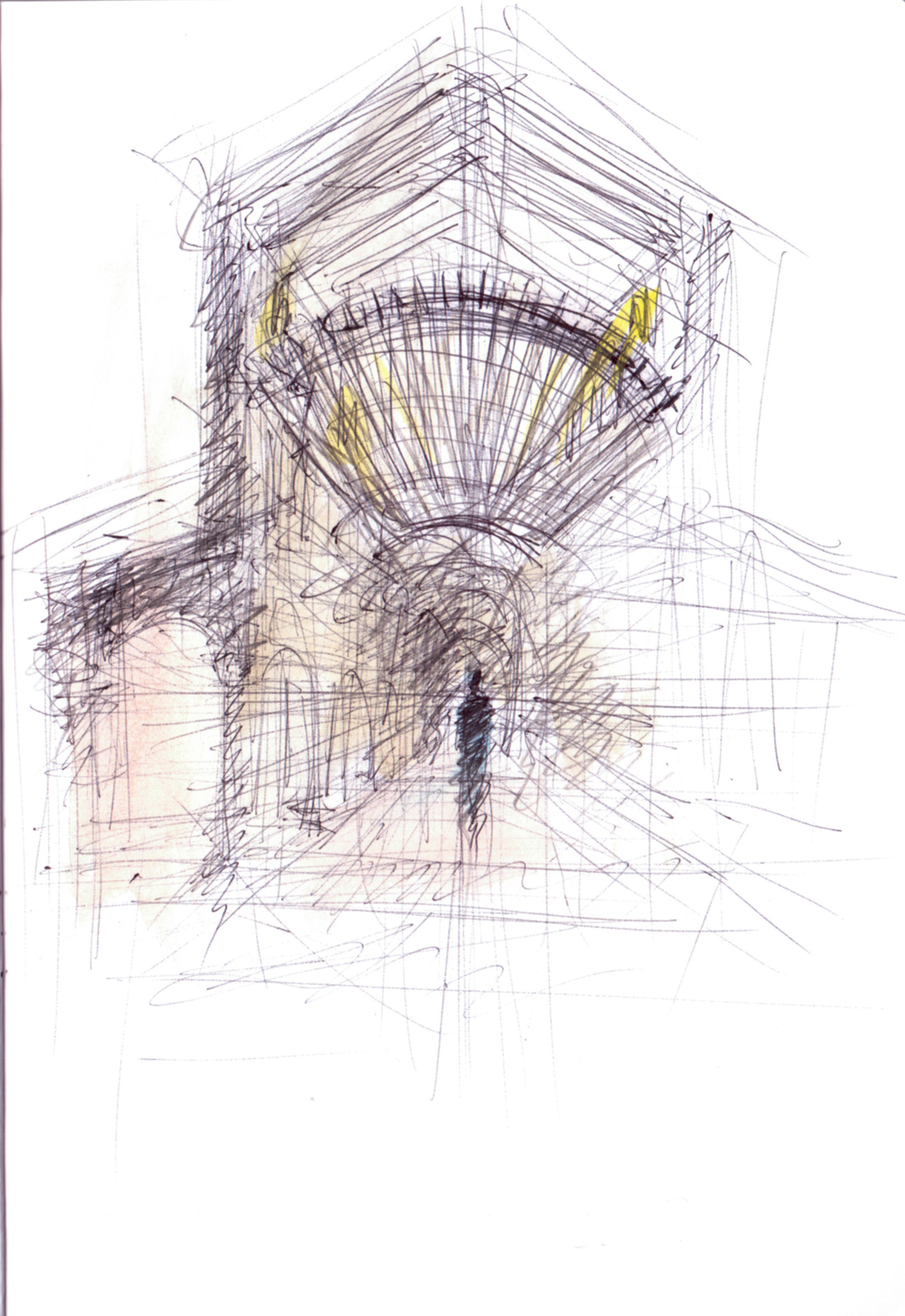 Schizzo della soluzione progettuale per il controsoffitto