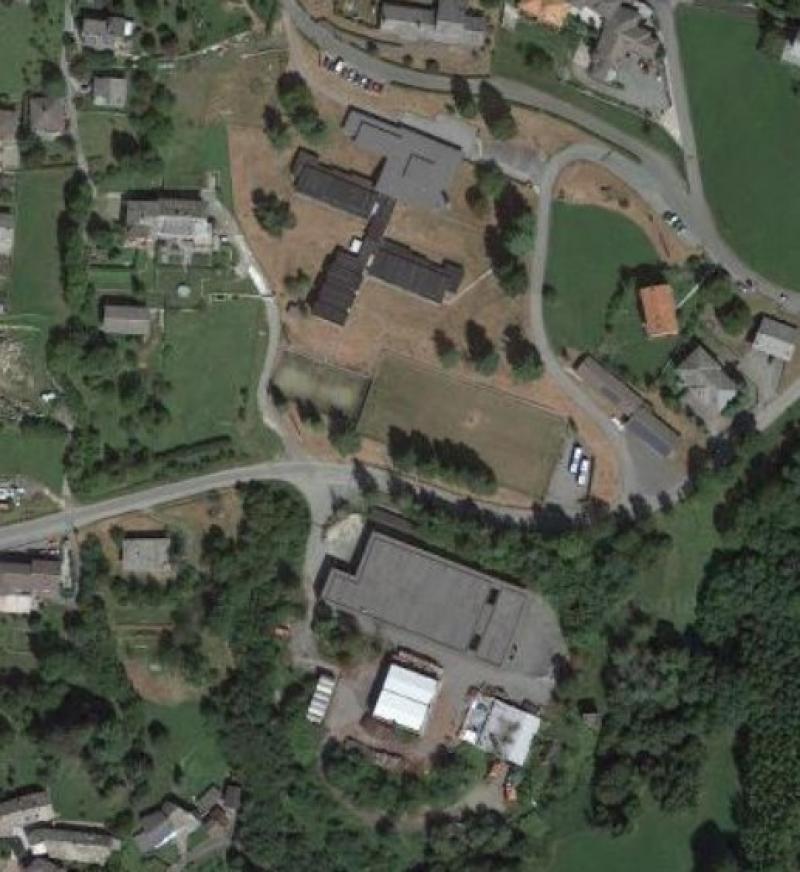 Ortofoto: in primo piano il Centro ricerche, in alto la scuola media e l’asilo infantile sempre di Nello Renacco, 2019 