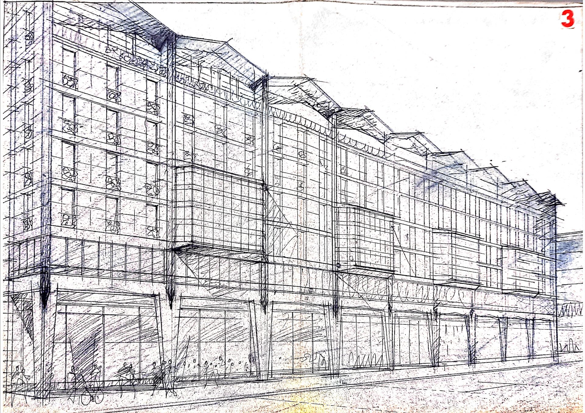 Schizzo prospettico della proposta n. 3