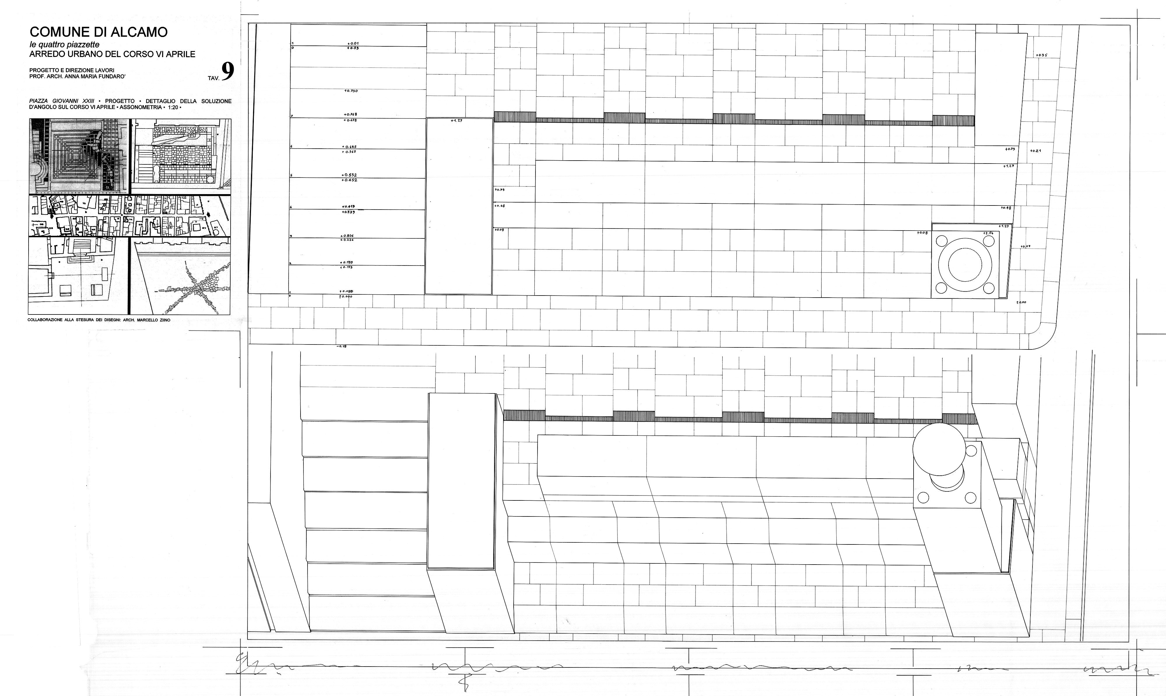 Piazza Giovanni XXIII, pianta e assonometria