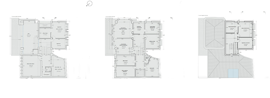 Rilievo delle piante piano terra, primo e secondo piano