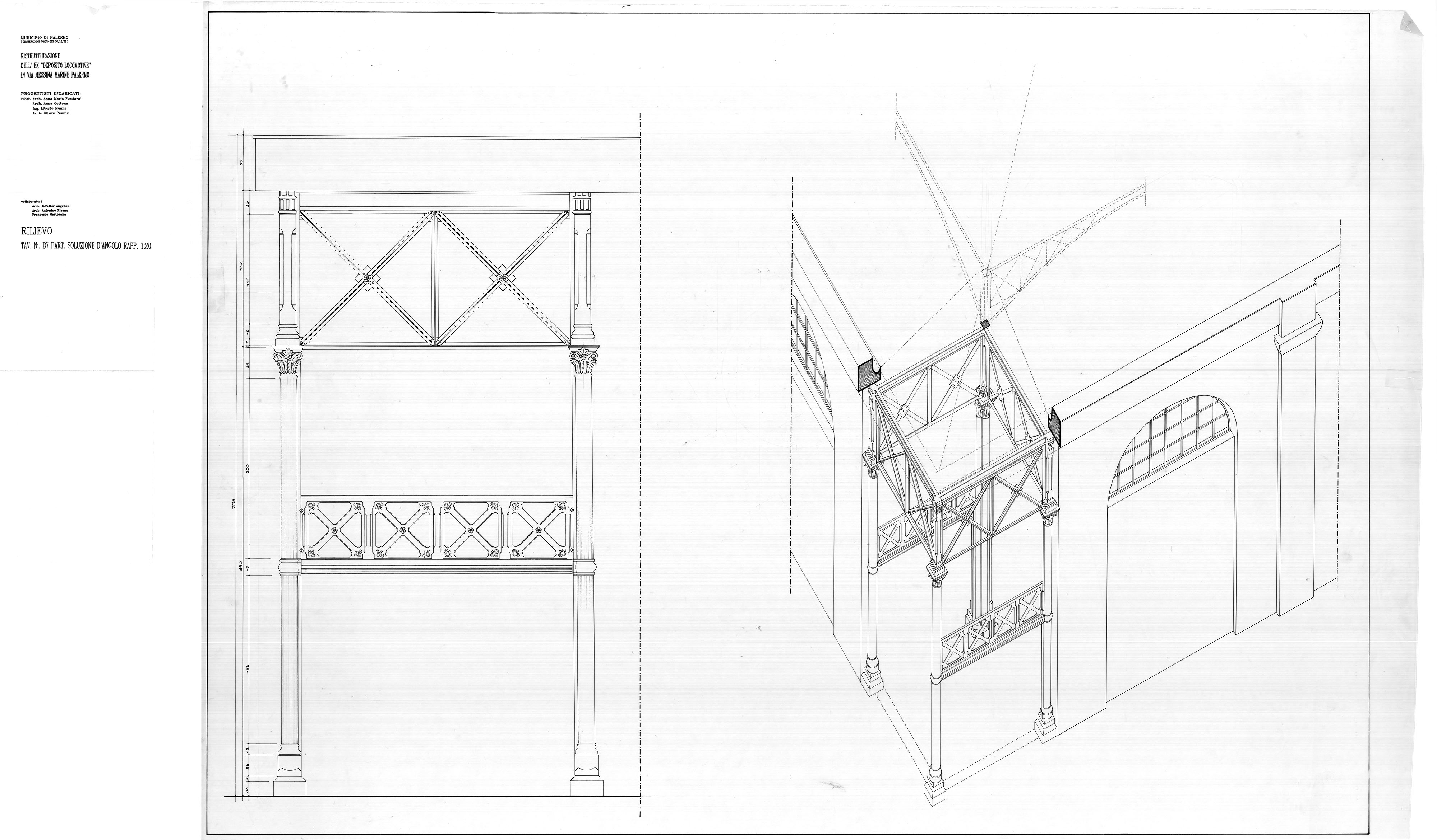 Rilievo dello stato di fatto, particolari della soluzione d'angolo