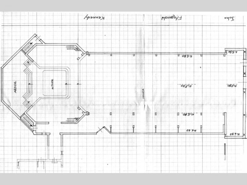 Disegno del piano terra della Chiesa