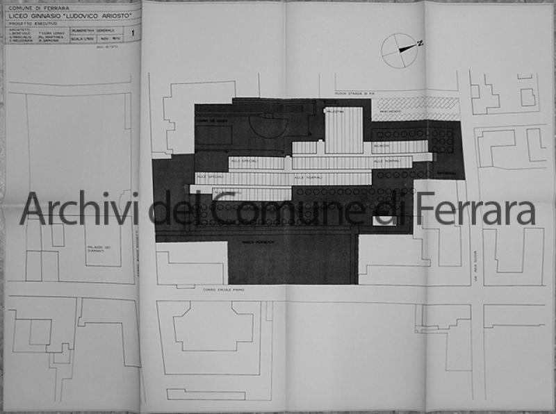 Planimetria del progetto esecutivo – scala 1:500 (1972 agg. 1973)