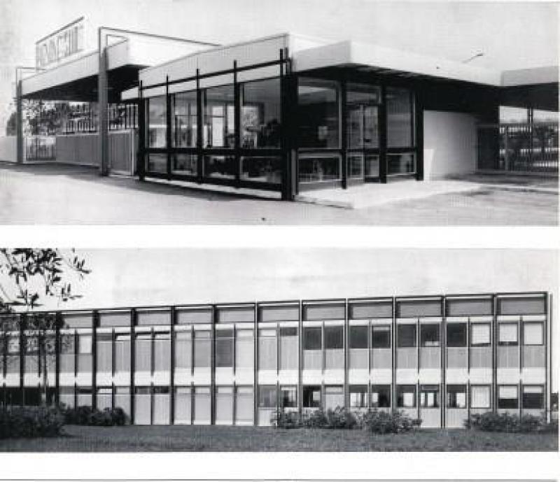 Prospetti principale e laterale stabilimento