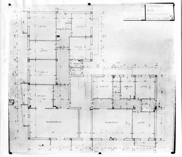 Pianta piano rialzato. Tav. 371/2. Scala 1:50, gennaio 1958. Stampa fotografica b/n.