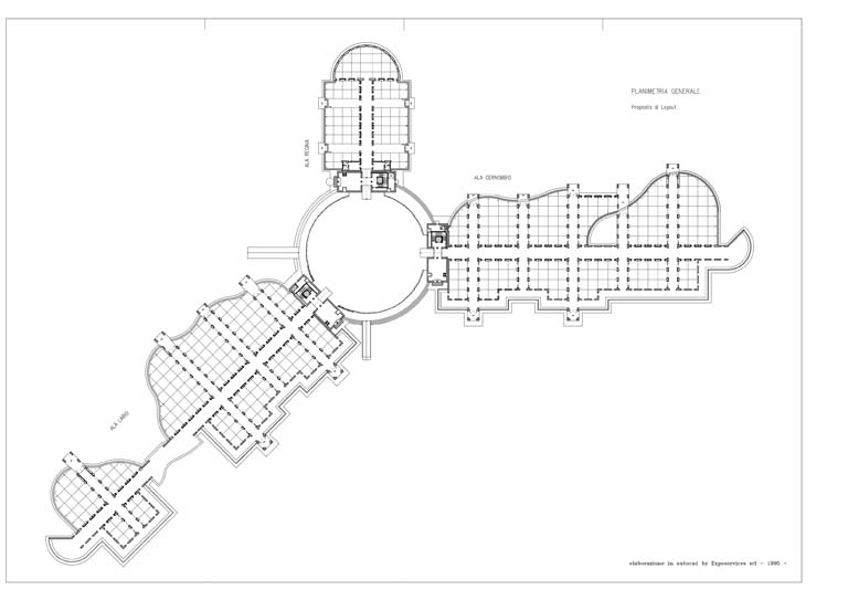Planimetria generale. Proposta di layout. 1995. Disegno tecnico digitale