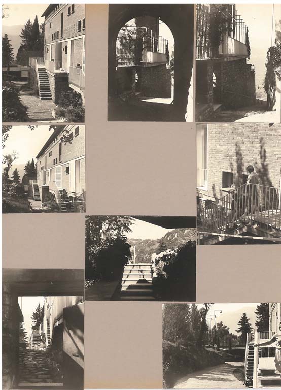 Residence, località Fiumelatte, Varenna. Dettaglio del giardino verso il lago. Stampa fotografica b/n. (Archivio Giorgio Monico e Sergio Cobolli Gigli). Primary subject is Residence per le famiglie di quattro fratelli in Varenna, in the Fiumelatte area. The surrounding environment shows the urban or architectural context of the building, with the work presented as the main focus.
