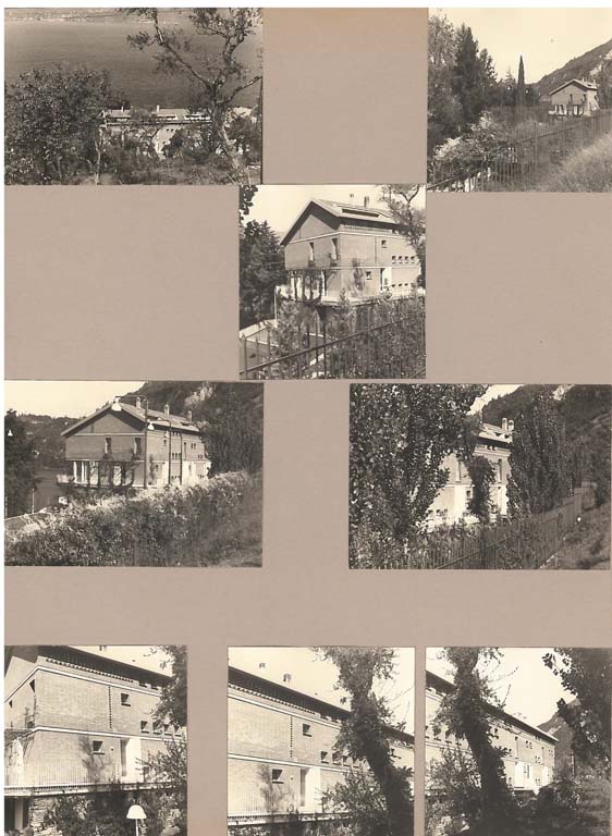 Residence, località Fiumelatte, Varenna. Dettagli del paramento murario e degli accessi a monte. Stampa fotografica b/n. (Archivio Giorgio Monico e Sergio Cobolli Gigli). Primary subject is Residence per le famiglie di quattro fratelli in Varenna, in the Fiumelatte area. The surrounding environment shows the urban or architectural context of the building, with the work presented as the main focus.