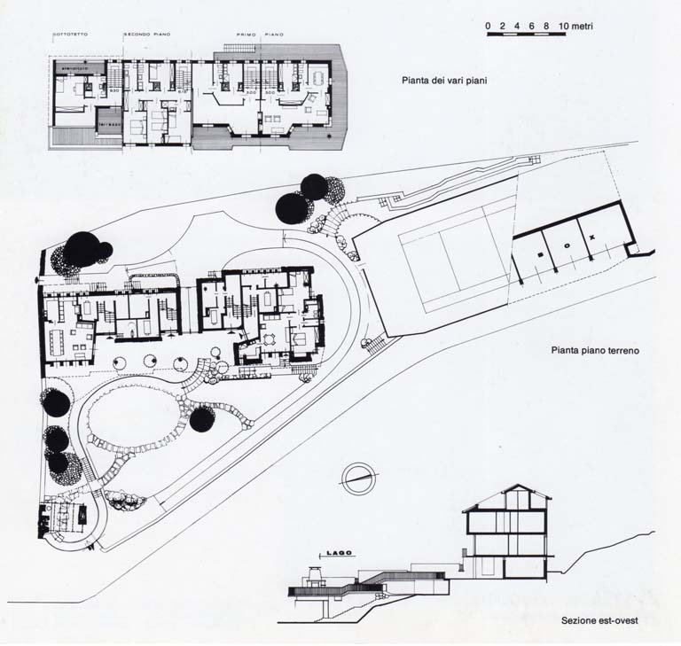 Planimetria. (Archivio Giorgio Monico e Sergio Cobolli Gigli). Primary subject is Residence per le famiglie di quattro fratelli in Varenna, in the Fiumelatte area. The surrounding environment shows the urban or architectural context of the building, with the work presented as the main focus.