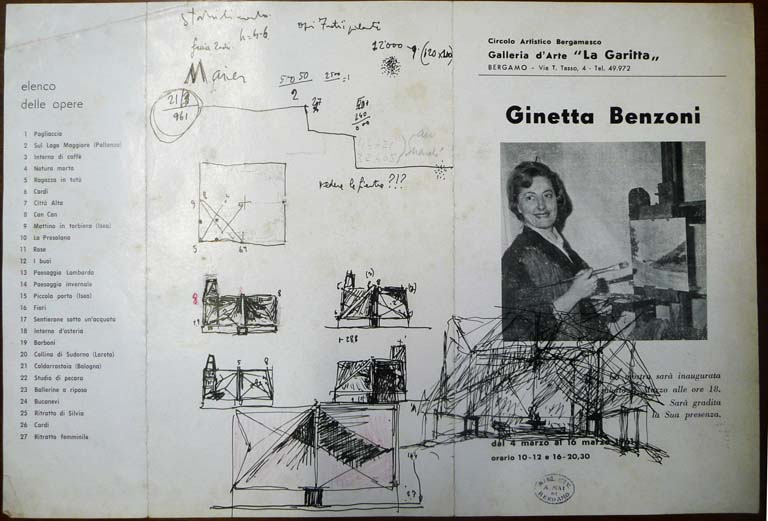 Schizzi. Inchiostro di china e pastello su pieghevole