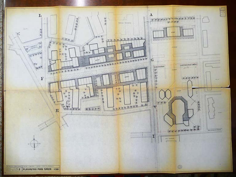 Planimetria generale. Scala 1:200, 30/5/1961. Copia eliografica piegata