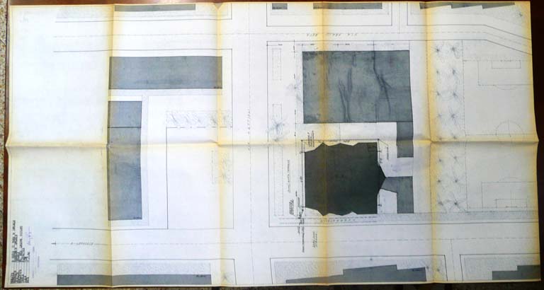Planimetria piano terra. Scala 1: 500, 13 /12/1958. Copia eliografica piegata