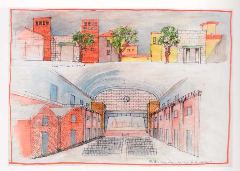 Aula magna dell'università di Castellanza, 1991. Acquerello, inchiostro e pennarello su carta, 42,1 x 59, 9 cm.