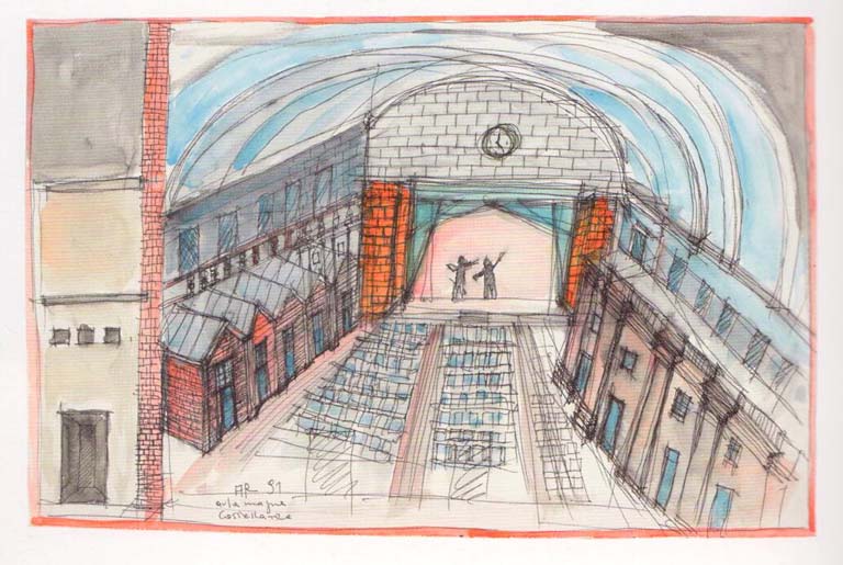 Aula magna. Castellanza, 1991. Acquerello e inchiostro su carta, 36,2 x 54,5 cm.