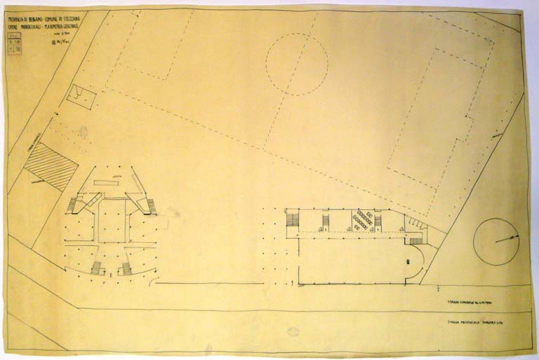 Planimetria generale. Scala 1:200, 3/2/1969. Inchiostro di china su carta da lucido. PIZ B 38 a 18 