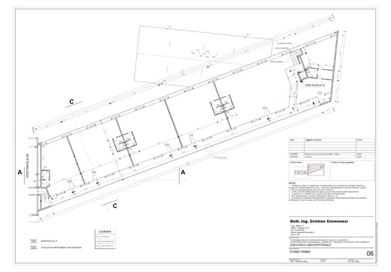 Pianta primo piano, scala 1:100, settembre 2006