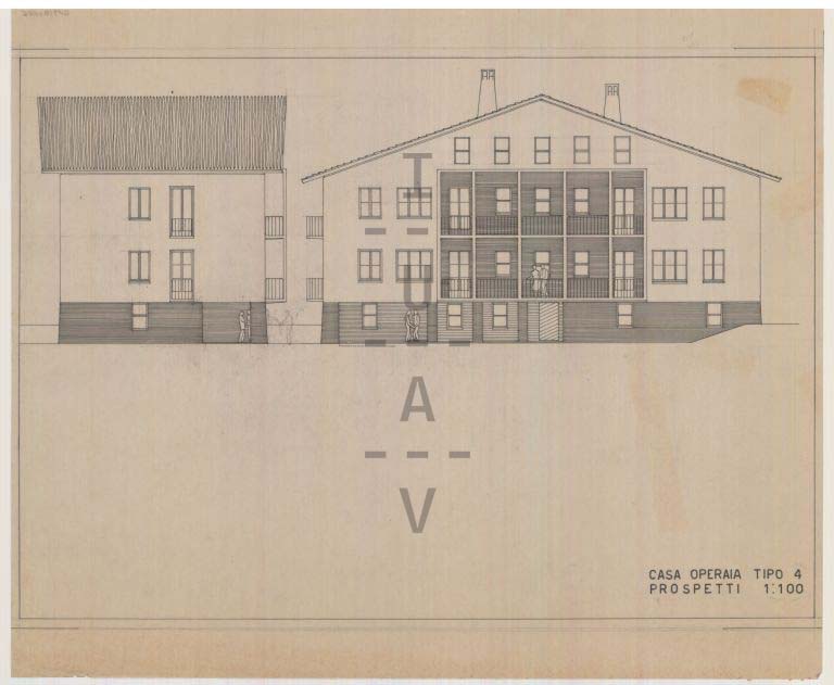 Casa per operai tipo 4, prospetti, scala 1:100