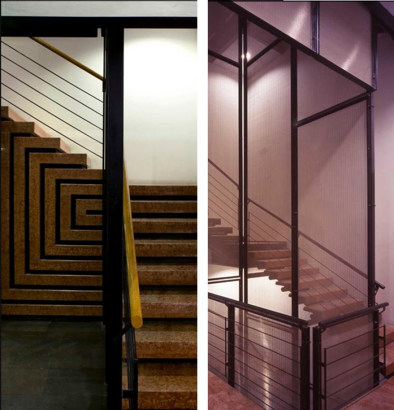 struttura della scala al piano terra e a quelli successivi