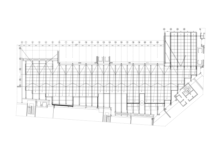Pianta della copertura della corte. Disegno in formato digitale