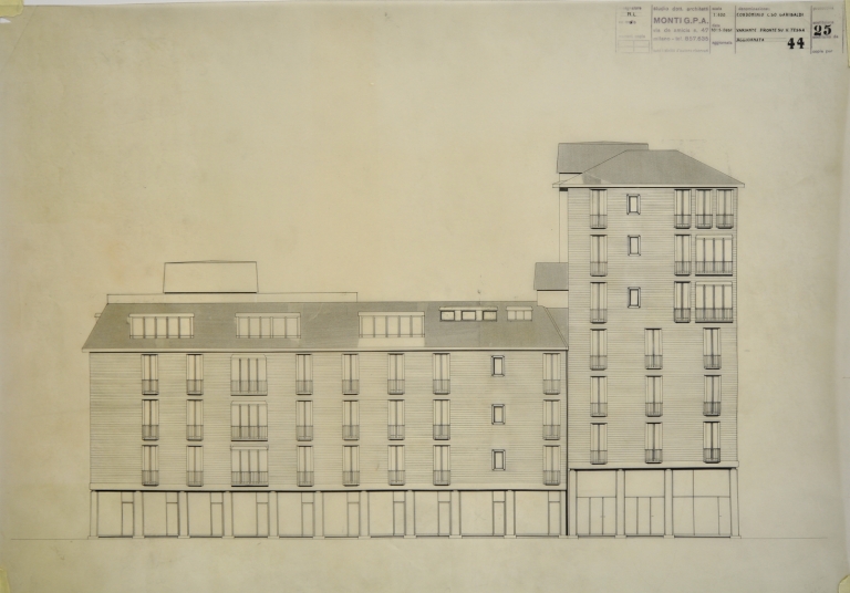 Prospetto su via Delio Tessa. Scala 1:100, 10 gennaio 1961
