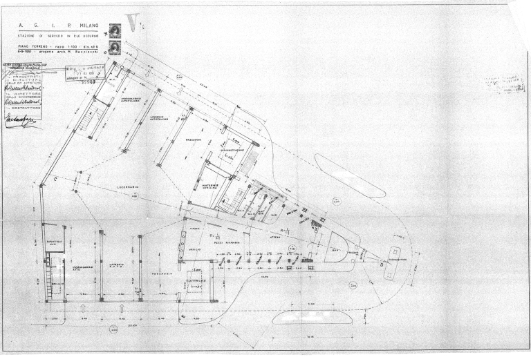 Pianta piano terra. Scala 1:100, 6 settembre 1951