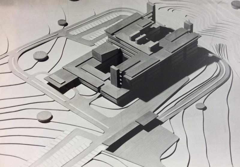 Vista del modellino di progetto in legno 