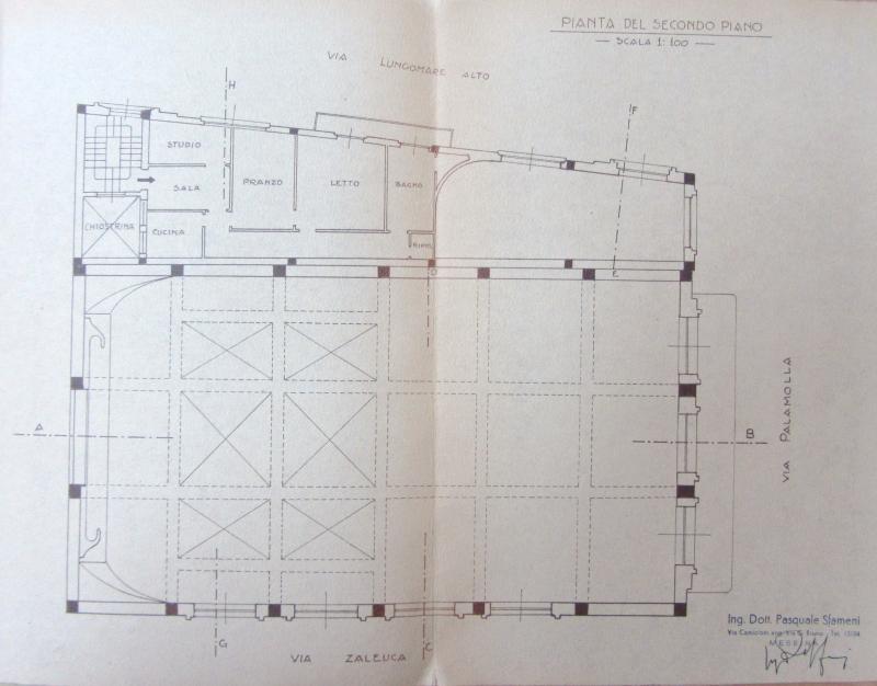 Pianta secondo piano, scala 1:100