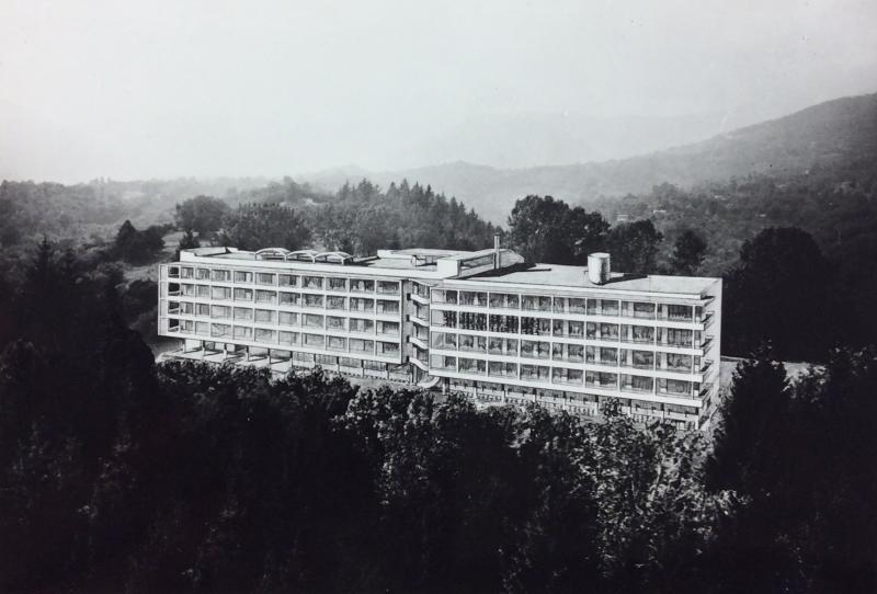 Disegno assonometrico di progetto del Sanatorio con l’ipotesi complessiva 